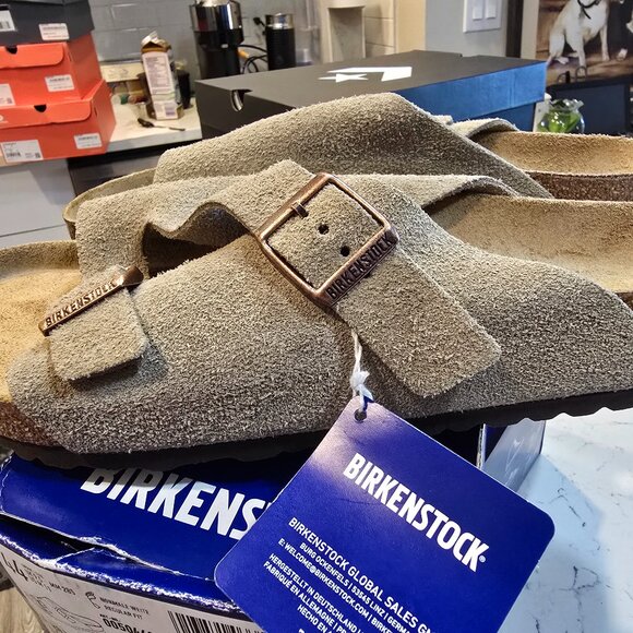 Birkenstock Zurich BS Taupe Suede Leather Sandals Men’s EU 45 US 12 Regular Fit - Picture 1 of 6